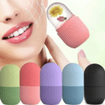 Home Use Skin Care Tool Facial Massage Silicone Face Ice Cooling Globe Roller for Lifting Facial Ice Roller- Blue - Image 4