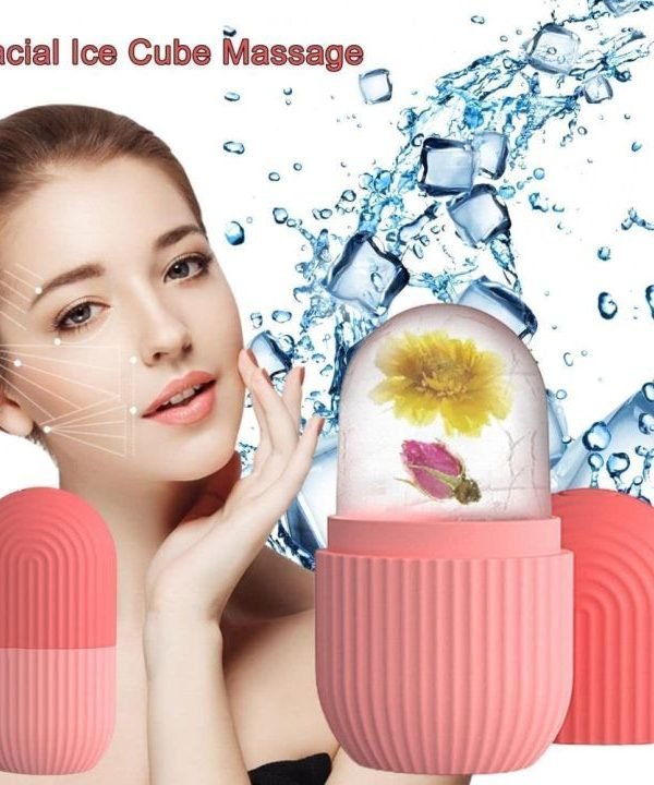 Home Use Skin Care Tool Facial Massage Silicone Face Ice Cooling Globe Roller for Lifting Facial Ice Roller- Blue